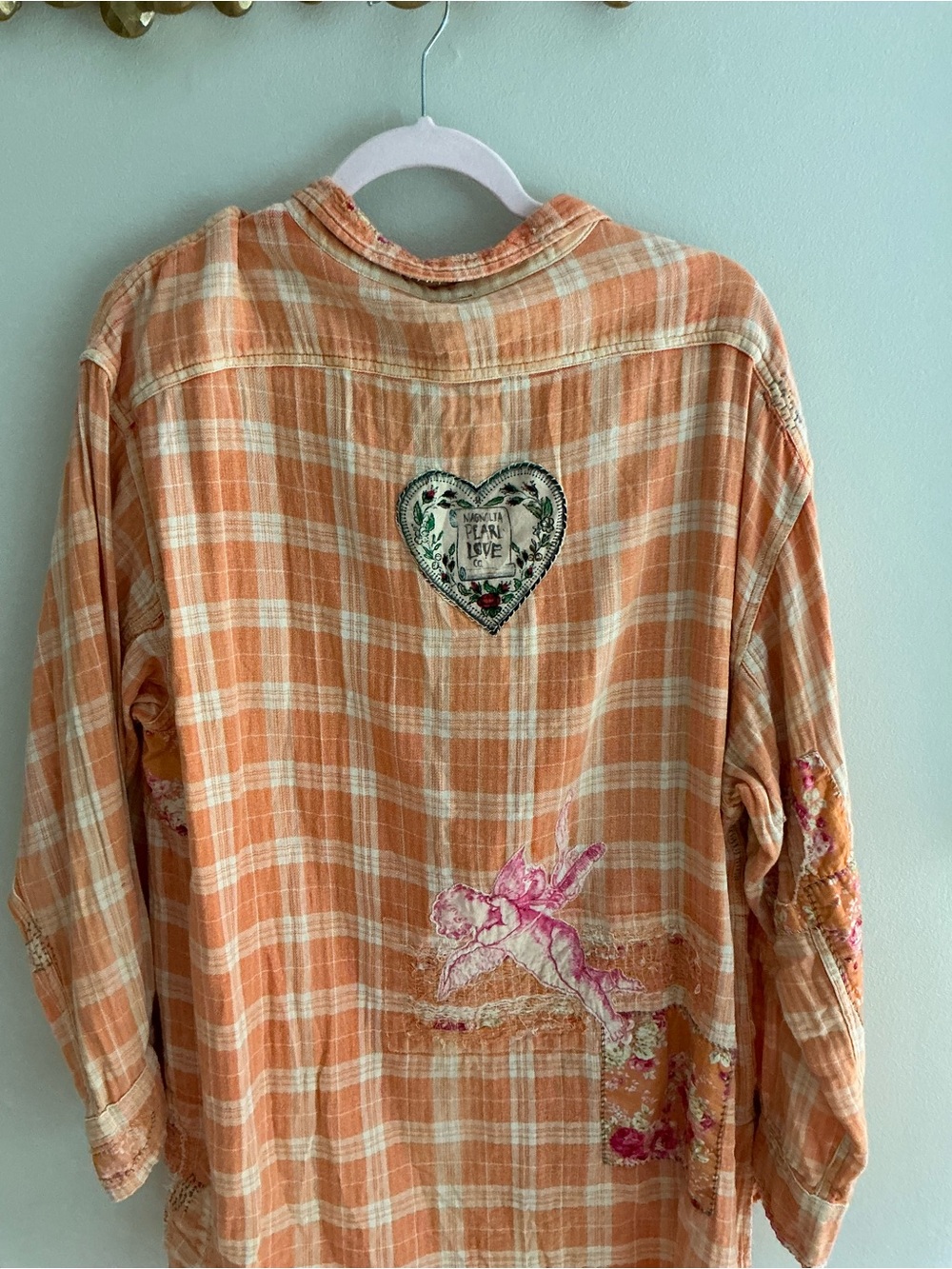 Magnolia Pearl Addison Workshirt. Plaid Button-Down Top with embroidery. NWT. - Picture 6 of 9